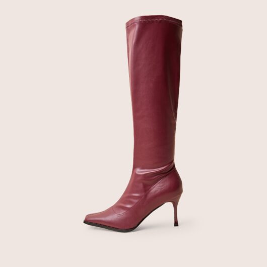 Scorpion Burgundy Mid Heel Sock Knee High Boots