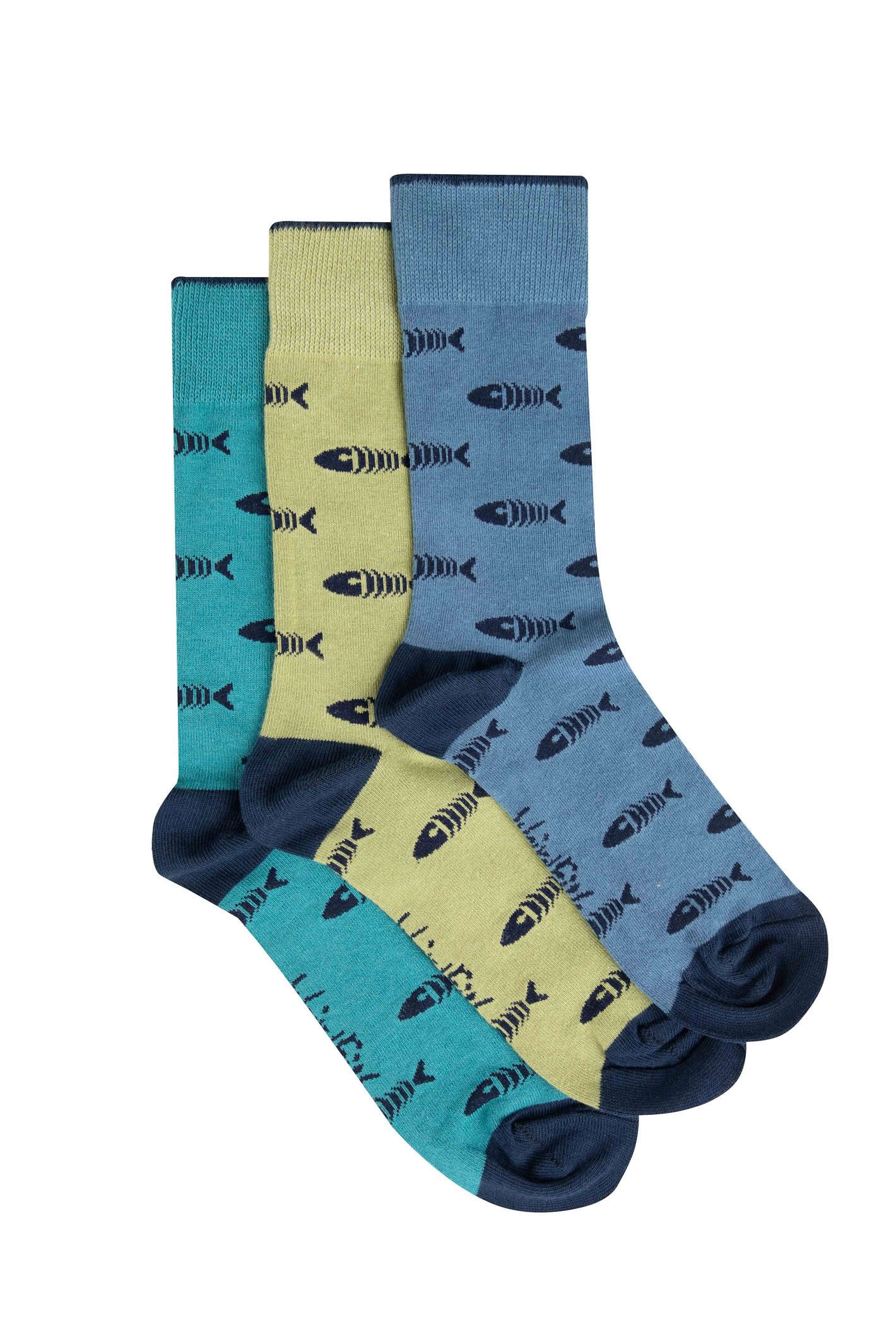 Weird Fish Ronan Branded Bones Sock 3 Pack Deep Teal Size 7-11